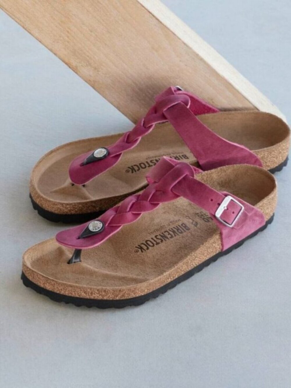 Birkenstock Gizeh Braid festival fuchsia oiled leather size Womens 7 US NWT - Picture 5 of 10